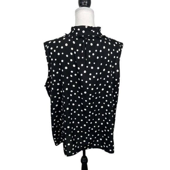 JENNIFER & GRACE Blouse Plus Size 3X Black White Sleeveless Pleated Ruffled Top - Picture 5 of 10